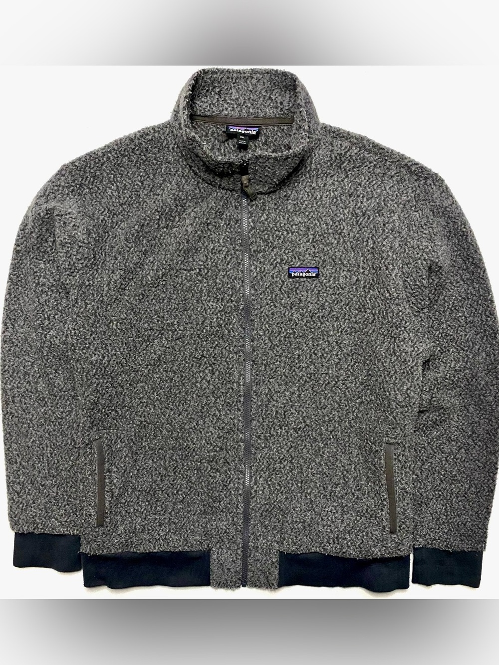 Patagonia Woolyester Deep Pile Forge Grey Full Zip Fleece Jacket XXL Wool 26935